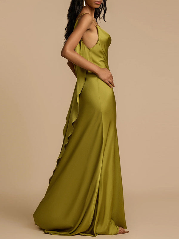 Open-Back Slit Cami Dress