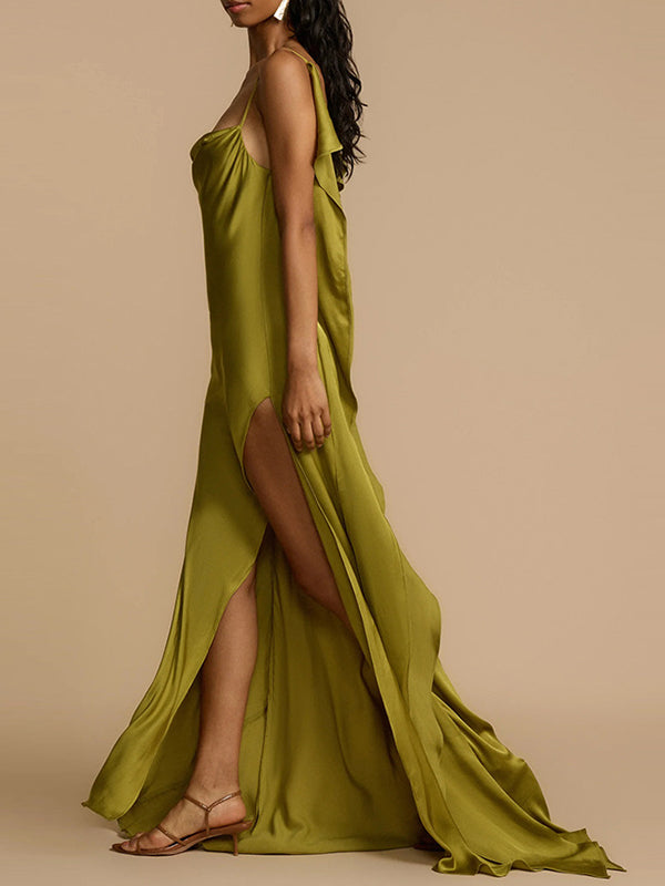 Open-Back Slit Cami Dress