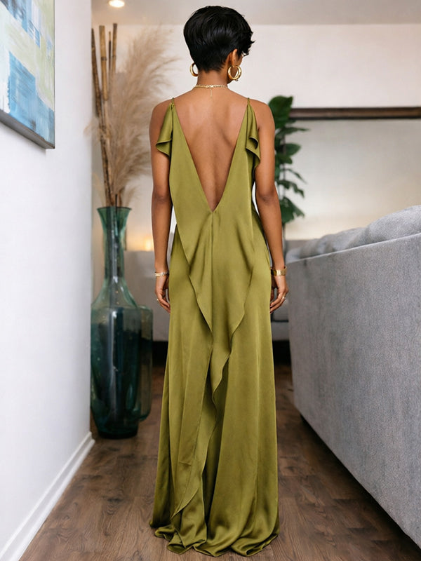 Open-Back Slit Cami Dress