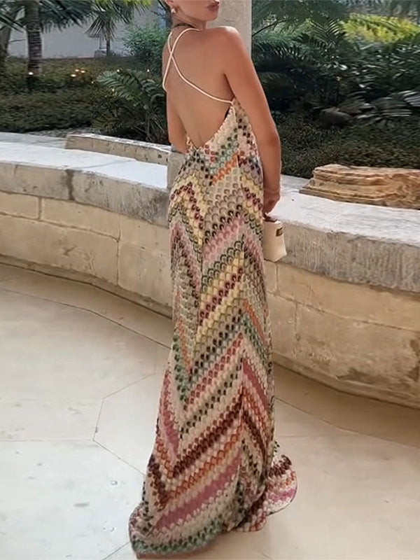Printed V-Neck Cami Dress