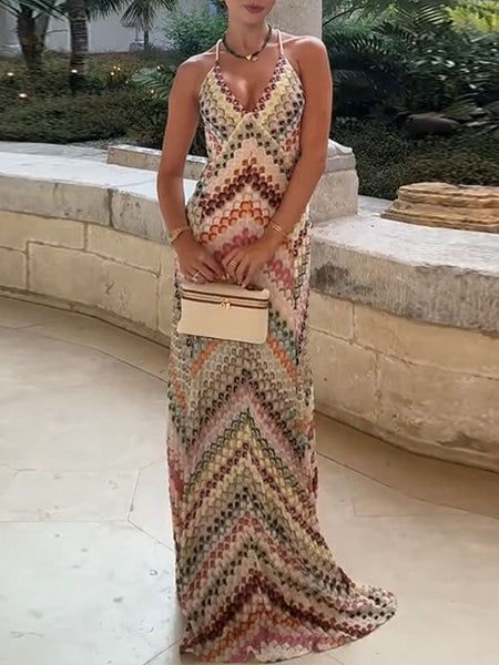 Printed V-Neck Cami Dress