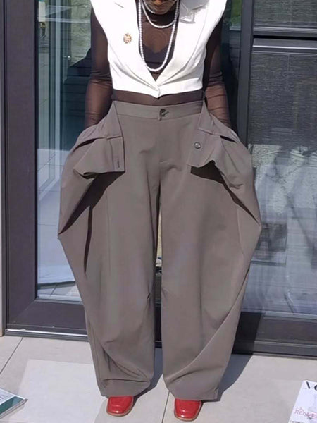 Overlay Wide-Leg Pants