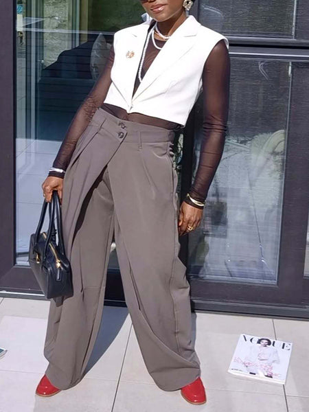 Overlay Wide-Leg Pants
