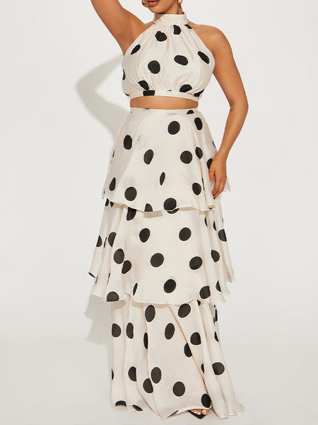 Dot Tank Top & Tiered Skirt Set