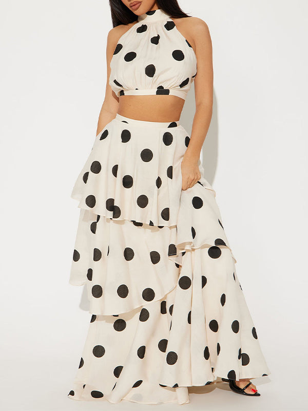 Dot Tank Top & Tiered Skirt Set
