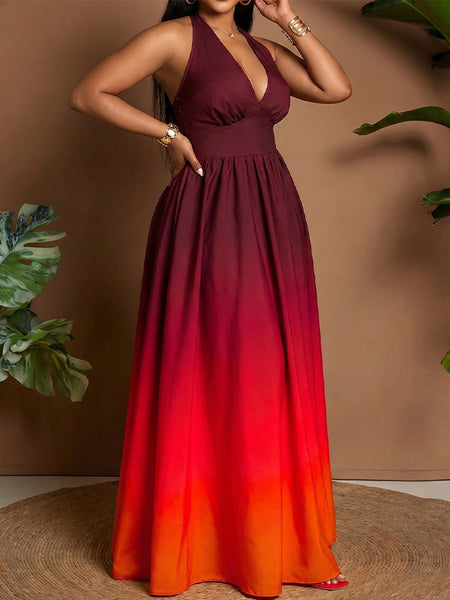 Ombre Halter Maxi Dress