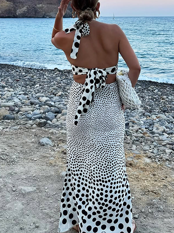 Dot Tied Halter Dress