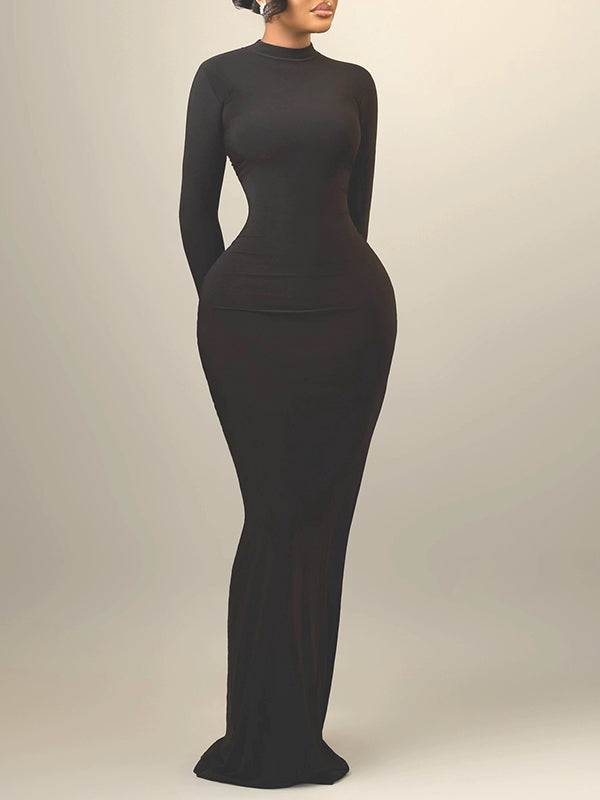 Black Open-Back Maxi Dress