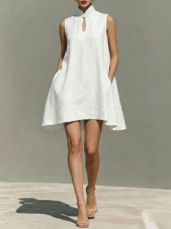 Solid Cutout Sleeveless Dress