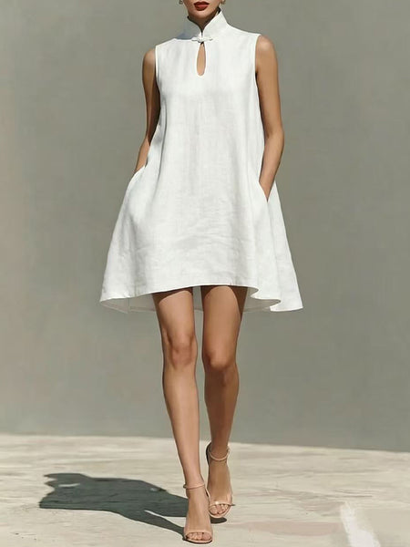 Solid Cutout Sleeveless Dress