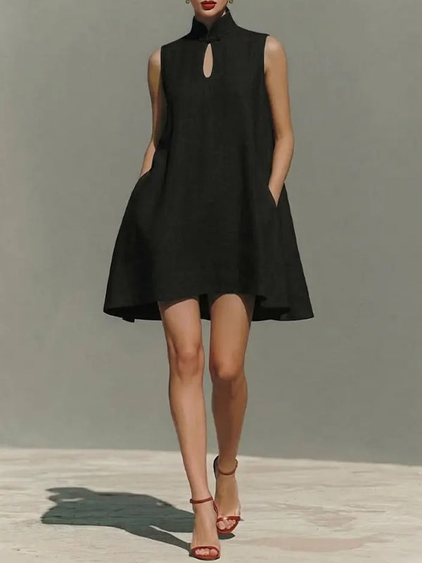 Solid Cutout Sleeveless Dress