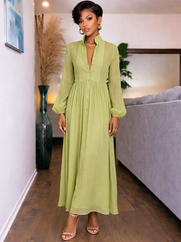 Solid Button-Front Shirt Dress