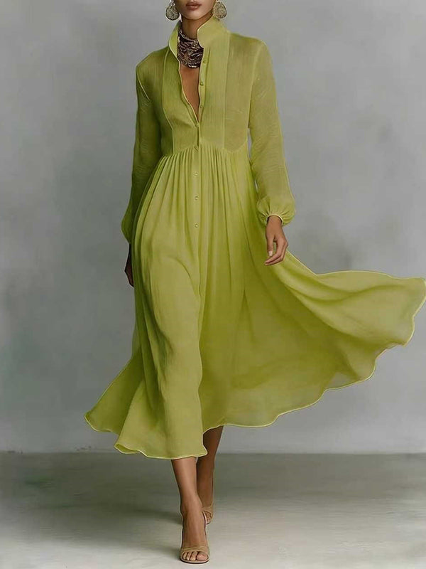 Solid Button-Front Shirt Dress