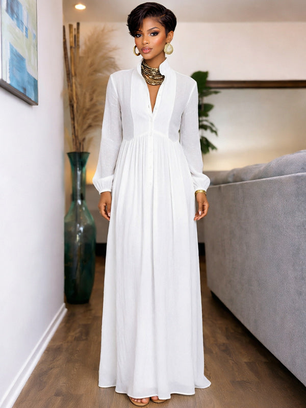 Solid Button-Front Shirt Dress