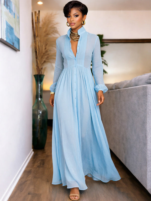 Solid Button-Front Shirt Dress