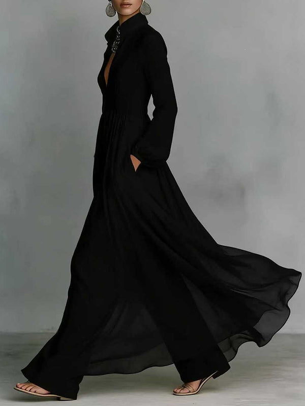 Solid Button-Front Shirt Dress