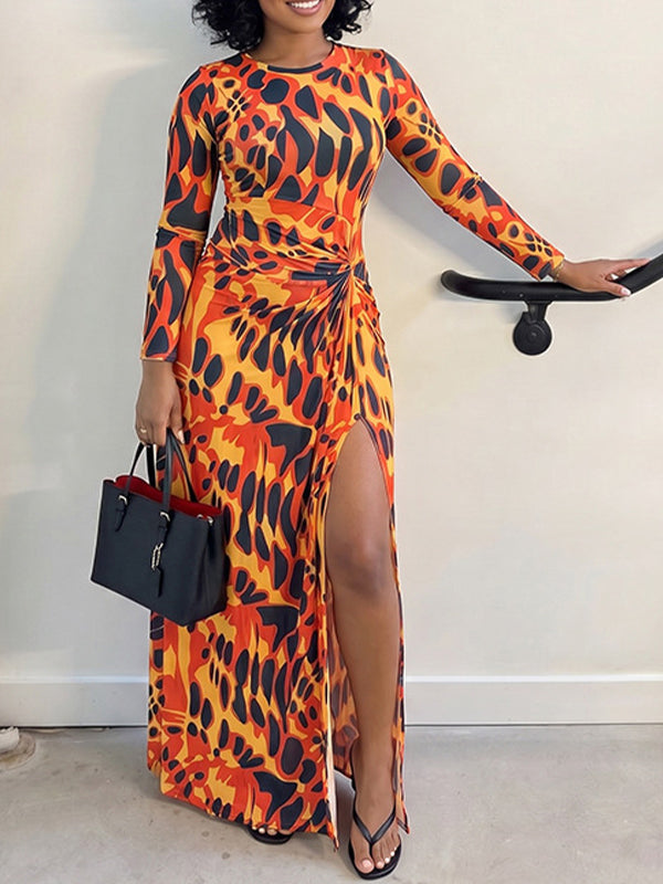 Printed Slit Maxi Dress