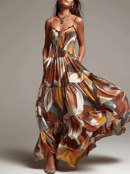 Printed Smocked Cami Dress