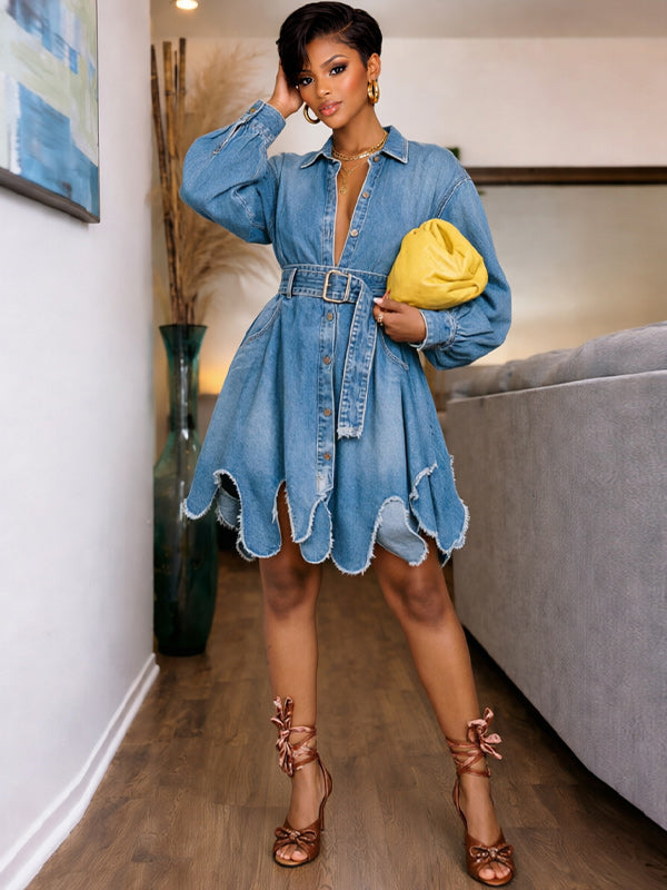Belted Denim Shirt Dress