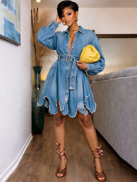 Belted Denim Shirt Dress