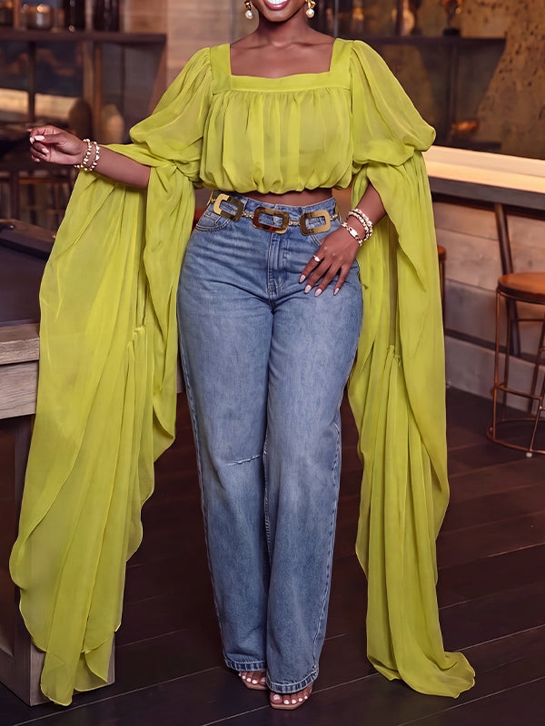 Chiffon Ruffle Crop Top