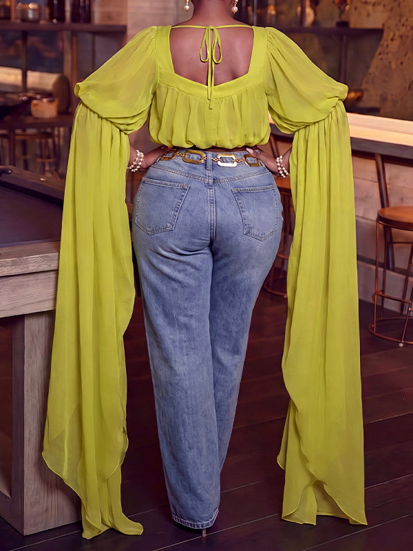 Chiffon Ruffle Crop Top