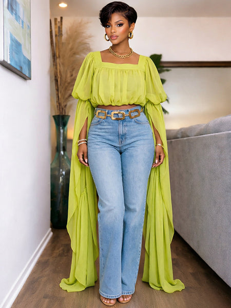 Chiffon Ruffle Crop Top