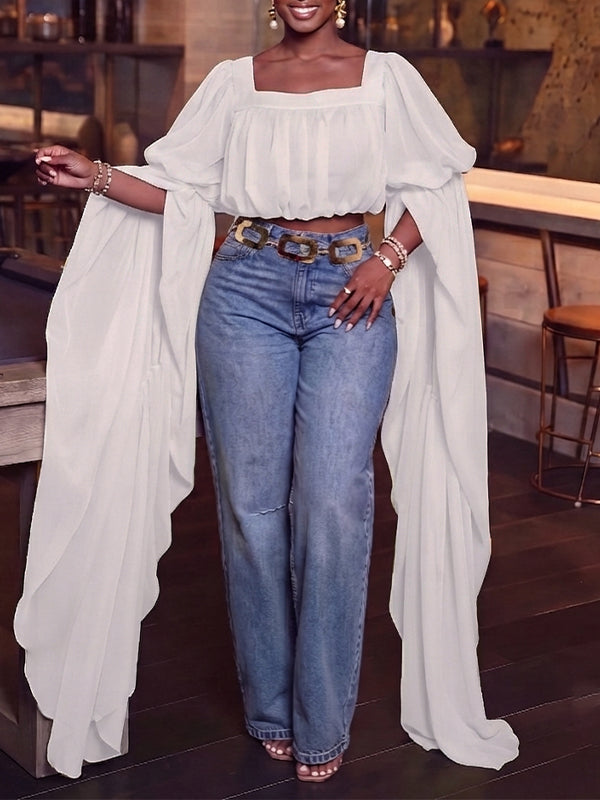 Chiffon Ruffle Crop Top
