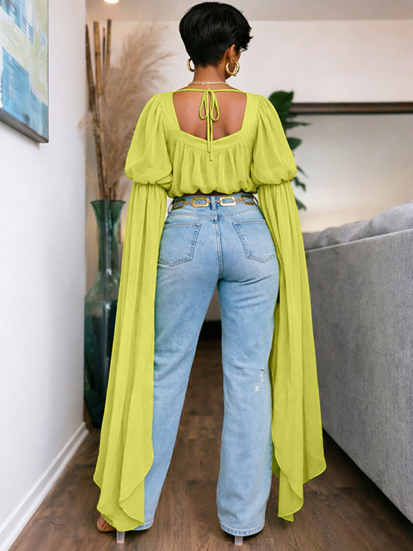 Chiffon Ruffle Crop Top