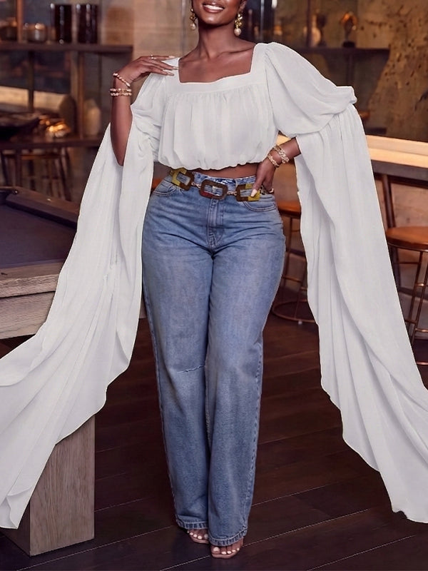 Chiffon Ruffle Crop Top