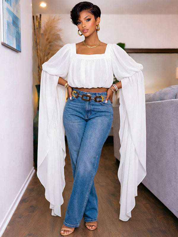 Chiffon Ruffle Crop Top