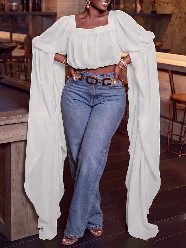 Chiffon Ruffle Crop Top