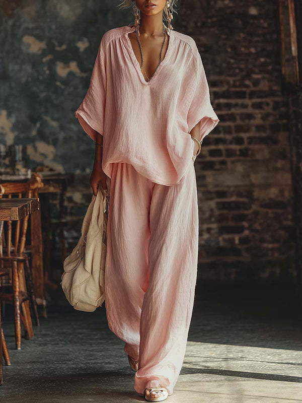 V-Neck Tee & Pants Set
