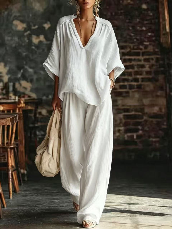 V-Neck Tee & Pants Set