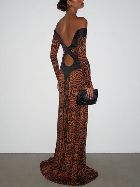 Printed Off-Shoulder Maxi Dress