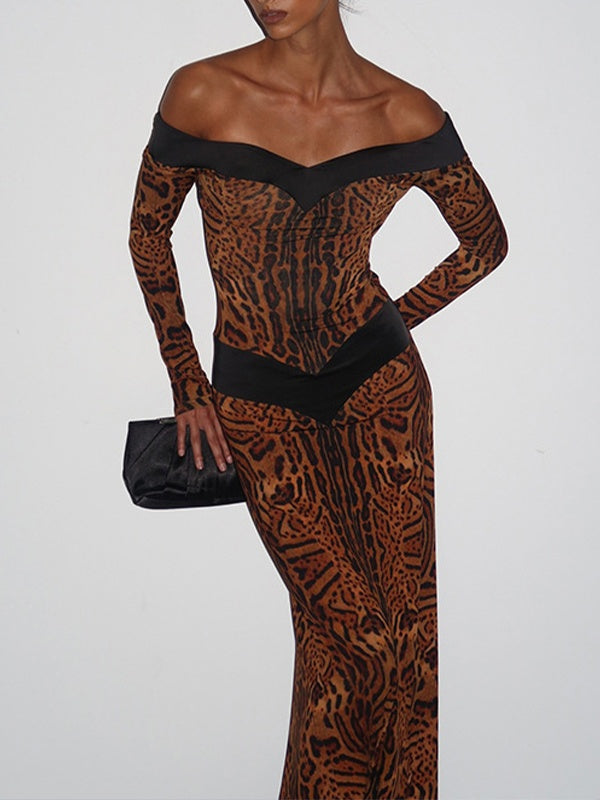 Printed Off-Shoulder Maxi Dress