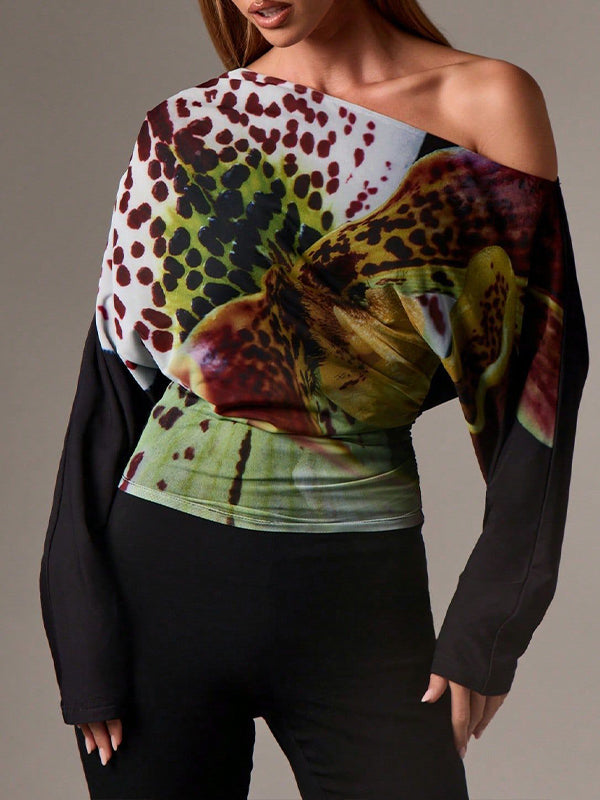 Printed Boat-Neck Tee