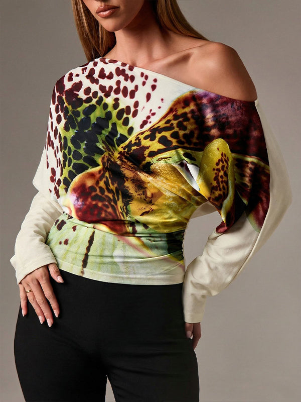 Printed Boat-Neck Tee