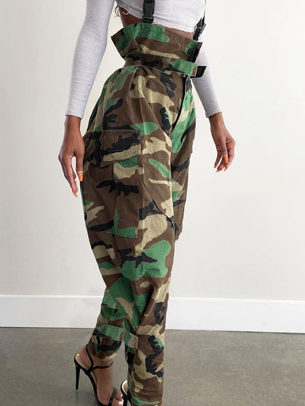 Camo High-Waist Cargo Overalls