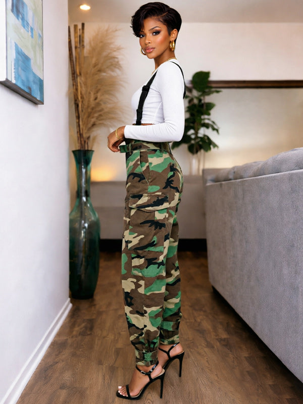Camo High-Waist Cargo Overalls