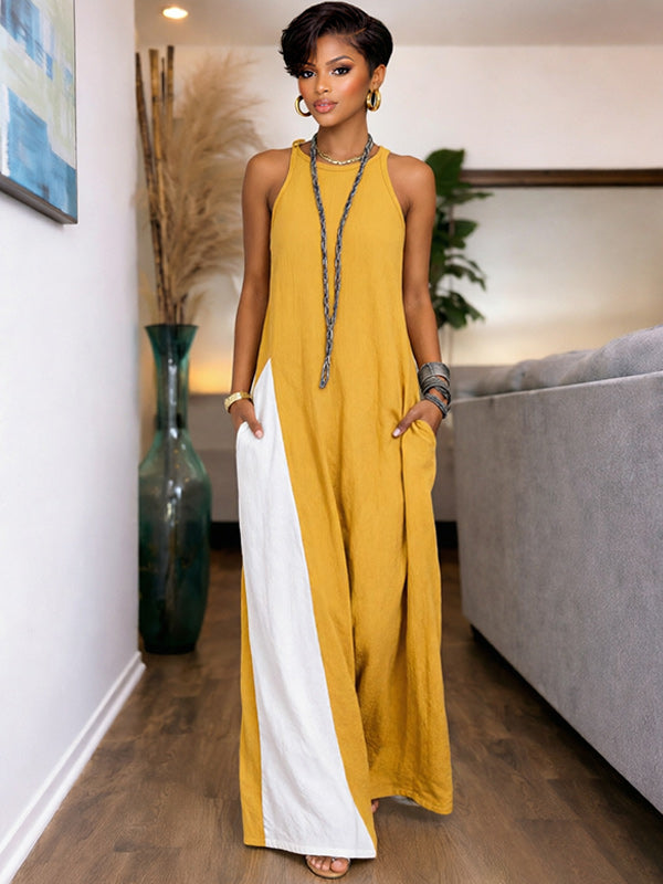 Two-Tone Sleeveless Maxi Dress