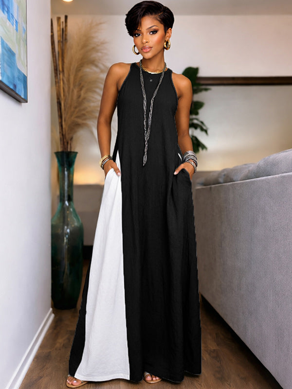 Two-Tone Sleeveless Maxi Dress