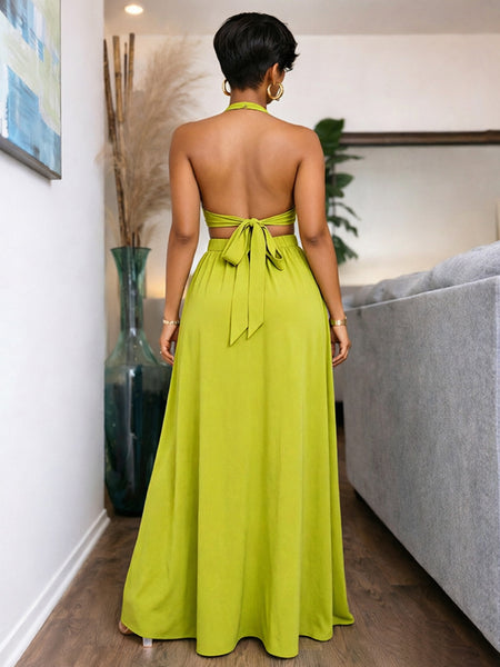 Ruffle Halter Maxi Dress