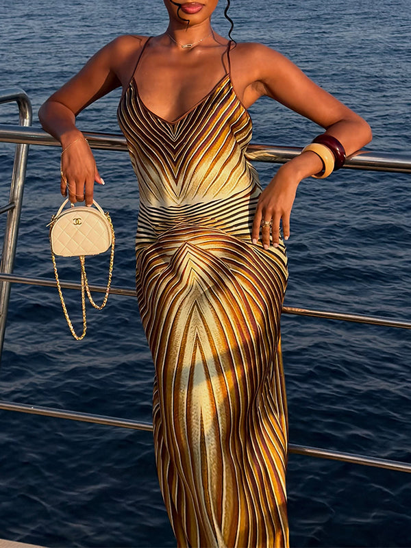 Printed Cami Open-Back Dress