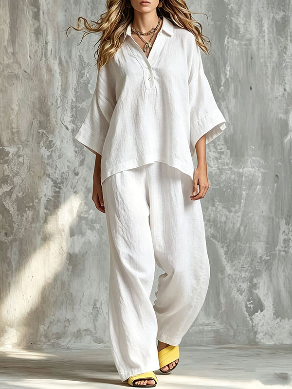 Button-Front Shirt & Pants Set