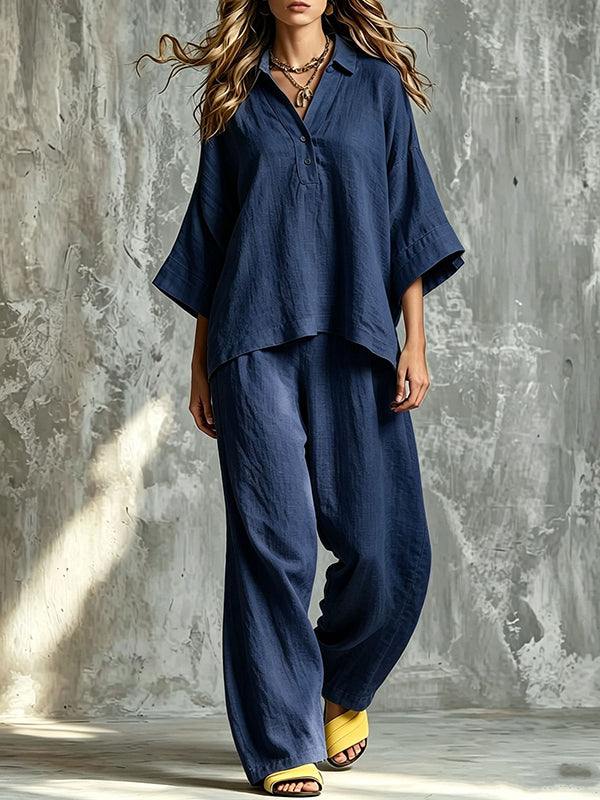 Button-Front Shirt & Pants Set