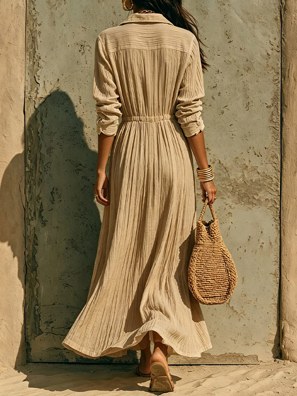 Solid Button-Front Shirt Dress