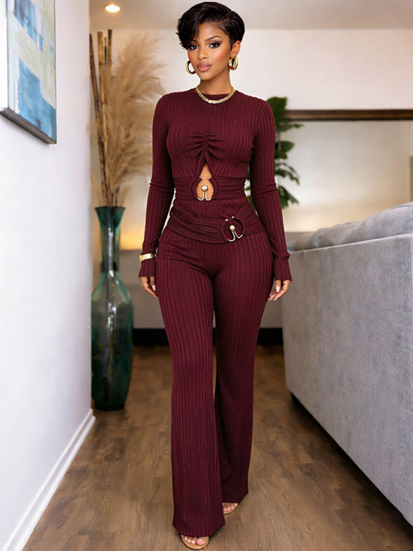 Ribbed Cutout Jumpsuit