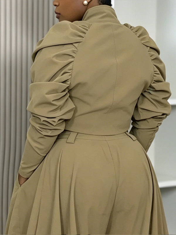 Solid Ruched-Sleeve Jacket