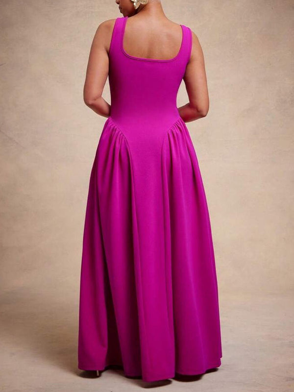 Solid Ruched Sleeveless Dress